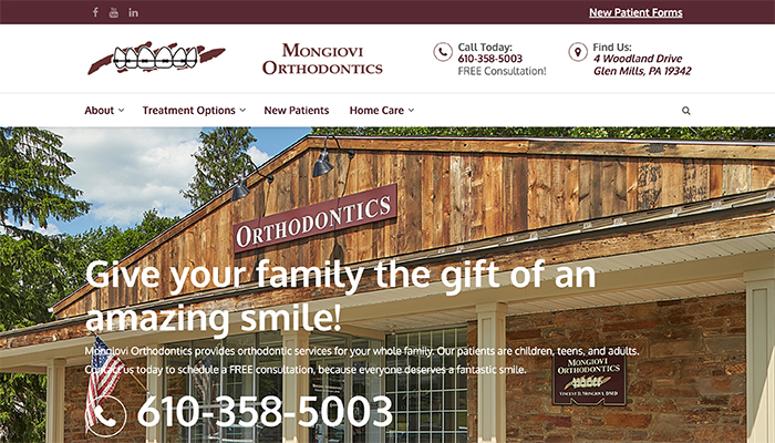 Image of the Mongiovi Orthodontics website.