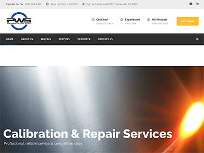 Image of the Precision Welding Supply (PWS) website.