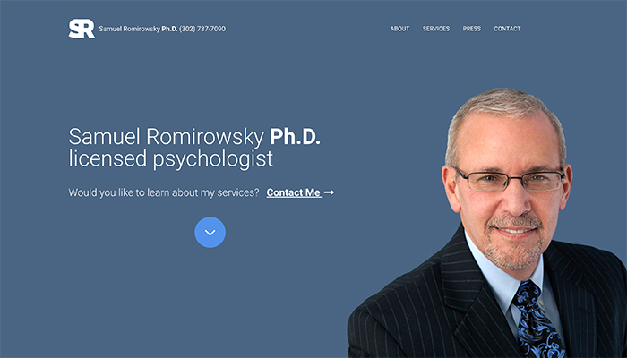 Image of the Samuel Romirowsky Ph.D. website.